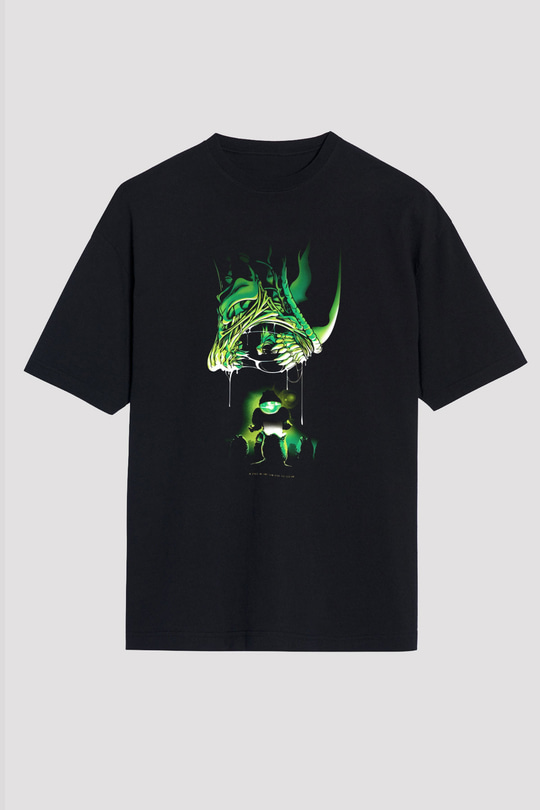 Alien Siyah Unisex Oversize Tişört T-Shirt