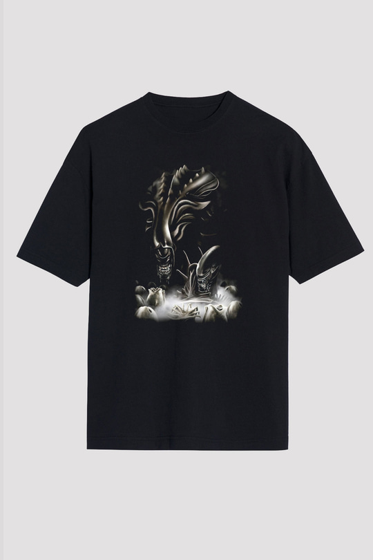 Alien Siyah Unisex Oversize Tişört T-Shirt