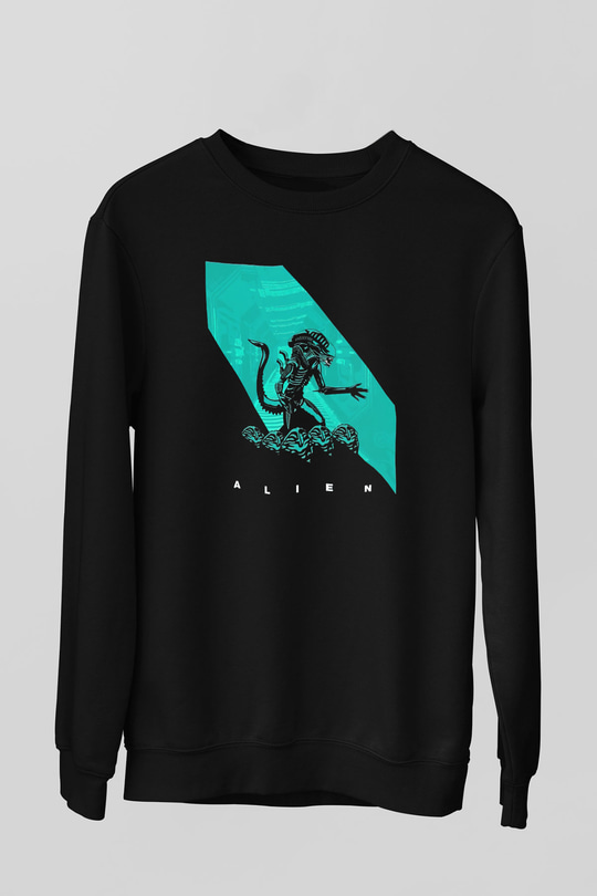 Alien Siyah Unisex Sweatshirt
