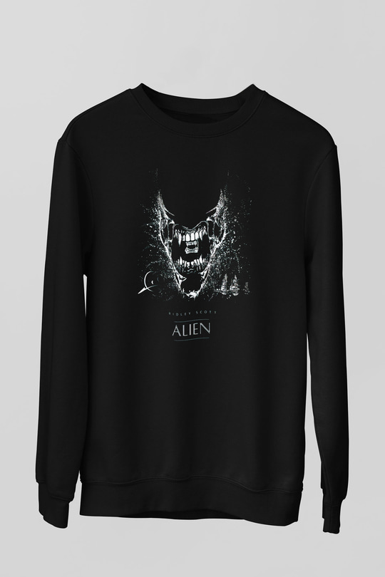 Alien Siyah Unisex Sweatshirt