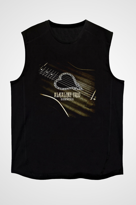 Alkaline Trio Baskılı Unisex Siyah Kolsuz Tişört