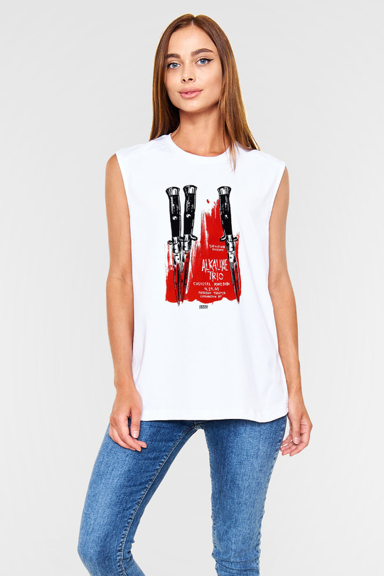 Alkaline Trio Beyaz Unisex Kolsuz Tişört