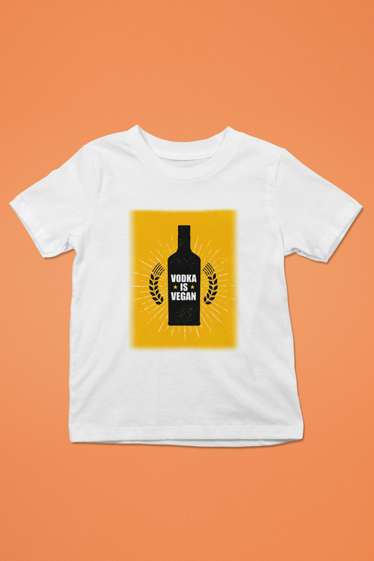 Alkol Baskılı Beyaz Unisex Çocuk Tişört