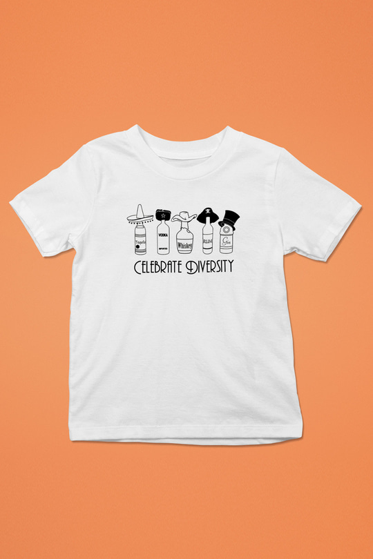 Alkol Baskılı Beyaz Unisex Çocuk Tişört