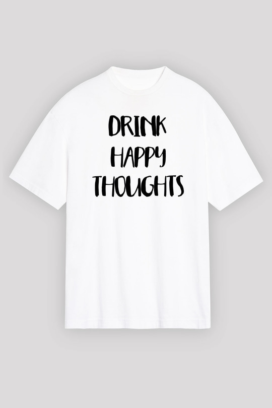 Alkol Beyaz Oversize Tişört Oversize T-shirt - TişörtFabrikası