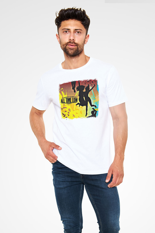 All Time Low Baskılı Unisex Beyaz Tişört