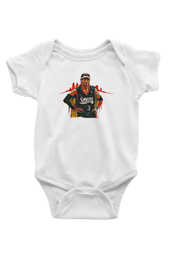 Allen Iverson Baskılı Beyaz Unisex Bebek Body - Zıbın