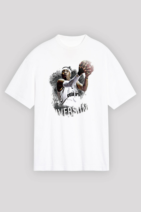 Allen Iverson Baskılı Beyaz Unisex Oversize Tişört - Tshirt