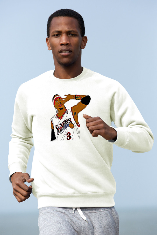 Allen Iverson Baskılı Beyaz Unisex Sweatshirt