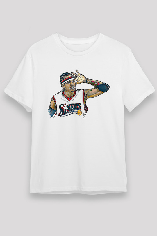 Allen Iverson Baskılı Unisex Beyaz Tişört - Tshirt