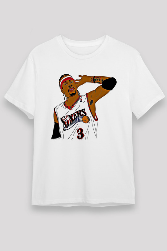 Allen Iverson Baskılı Unisex Beyaz Tişört - Tshirt