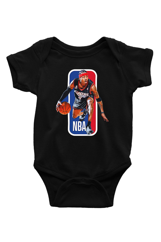 Allen Iverson Baskılı Unisex Siyah Bebek Body - Zıbın