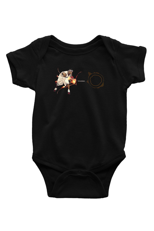 Allen Iverson Baskılı Unisex Siyah Bebek Body - Zıbın
