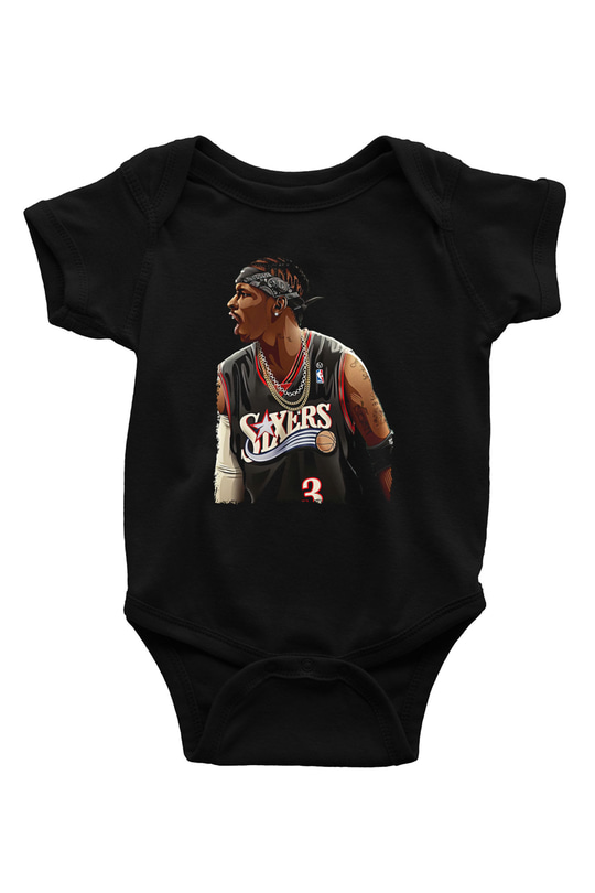 Allen Iverson Baskılı Unisex Siyah Bebek Body - Zıbın