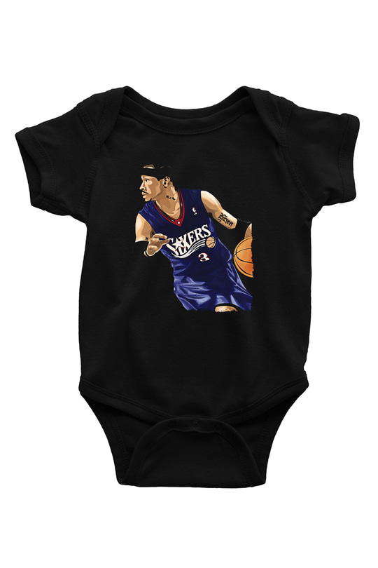 Allen Iverson Baskılı Unisex Siyah Bebek Body - Zıbın
