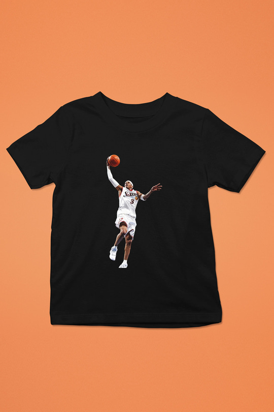 Allen Iverson Baskılı Unisex Siyah Çocuk Tişört - Tshirt