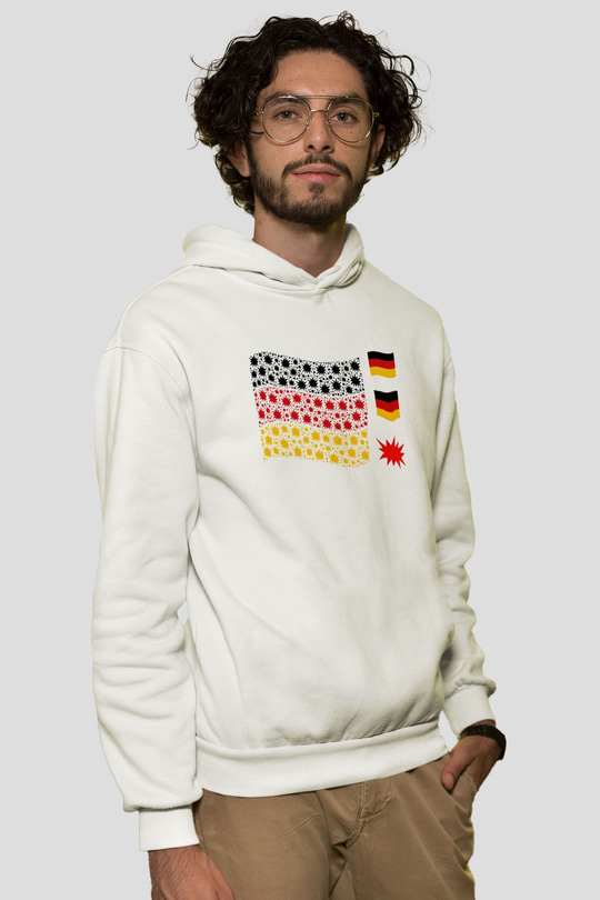 Almanya Beyaz Unisex Kapşonlu Sweatshirt