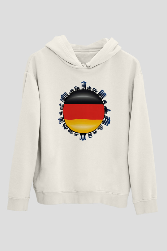Almanya Beyaz Unisex Kapşonlu Sweatshirt