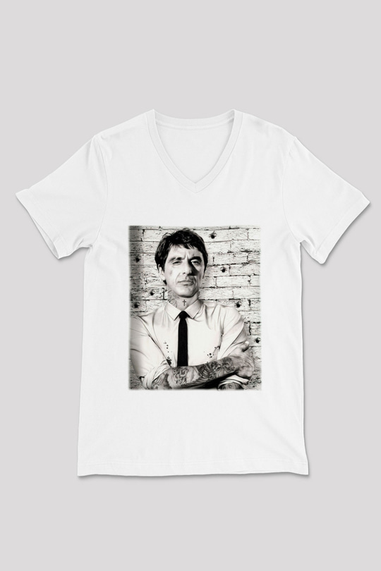 Alpacino Beyaz Unisex V Yaka Tişört T-Shirt