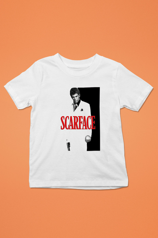 Alpacino Scarface Baskılı Beyaz Unisex Çocuk Tişört