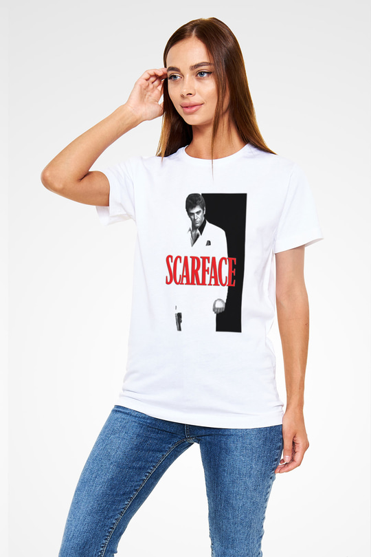 Alpacino Scarface Beyaz Unisex Tişört T-Shirt - TişörtFabrikası