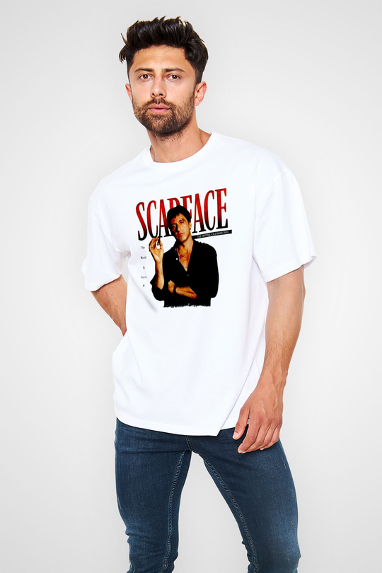 Alpacino Scarface Beyaz Oversize Tişört Oversize T-shirt - TişörtFabrikası