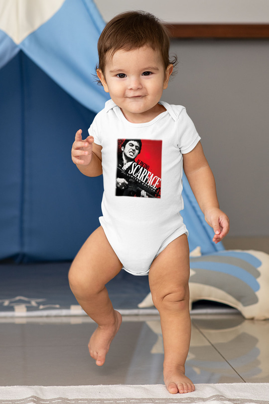 Alpacino Scarface Limited Edition Baskılı Beyaz Unisex Bebek Body - Zıbın