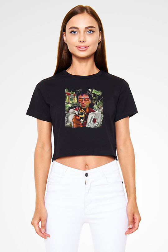 Alpacino Siyah  Crop Top Tişört