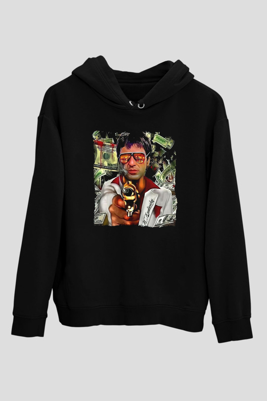 Alpacino Siyah Unisex Kapüşonlu Sweatshirt