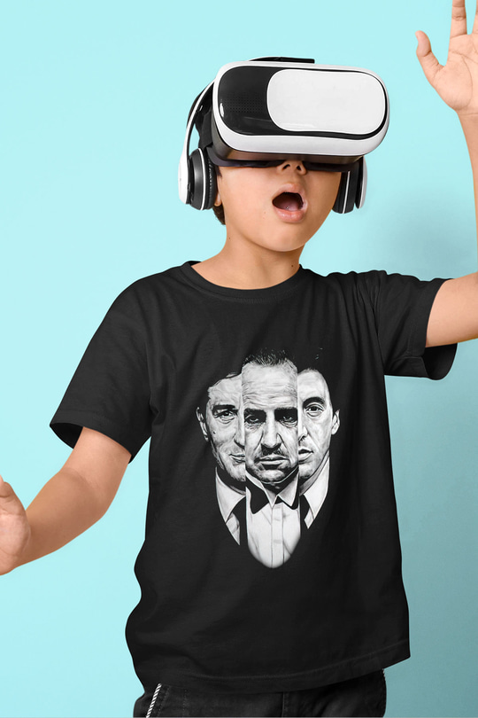 Alpacino The Godfather Baskılı Siyah Unisex Çocuk Tişört