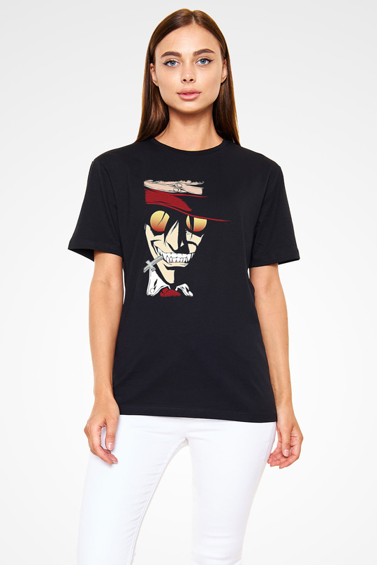 Alucard Baskılı Unisex Siyah Tişört - Tshirt