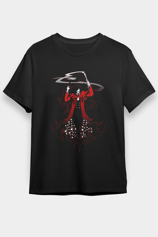 Alucard Baskılı Unisex Siyah Tişört - Tshirt