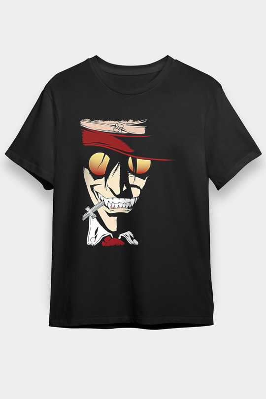 Alucard Baskılı Unisex Siyah Tişört - Tshirt
