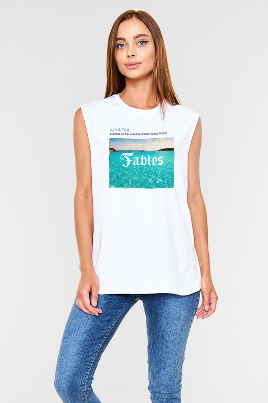 Aly & Fila Beyaz Unisex Kolsuz Tişört