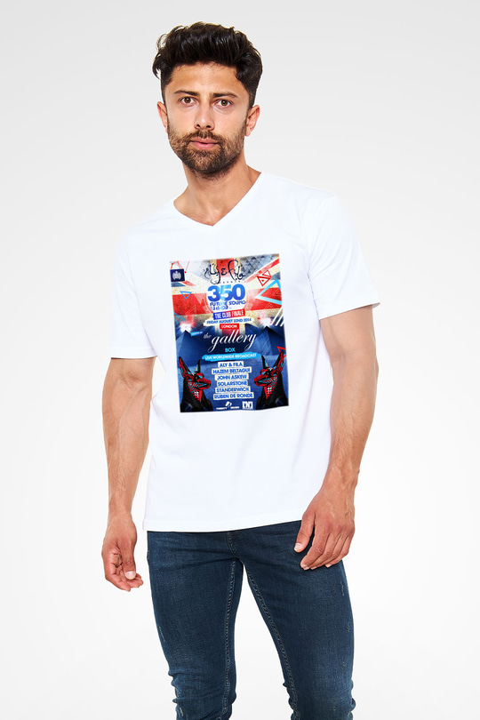 Aly & Fila Beyaz Unisex V Yaka Tişört T-Shirt
