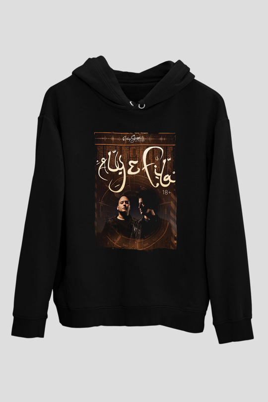 Aly & Fila Siyah Unisex Kapüşonlu Sweatshirt