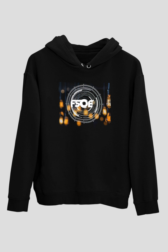 Aly & Fila Siyah Unisex Kapüşonlu Sweatshirt
