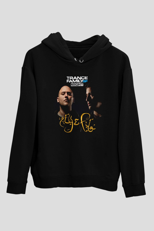 Aly & Fila Siyah Unisex Kapüşonlu Sweatshirt