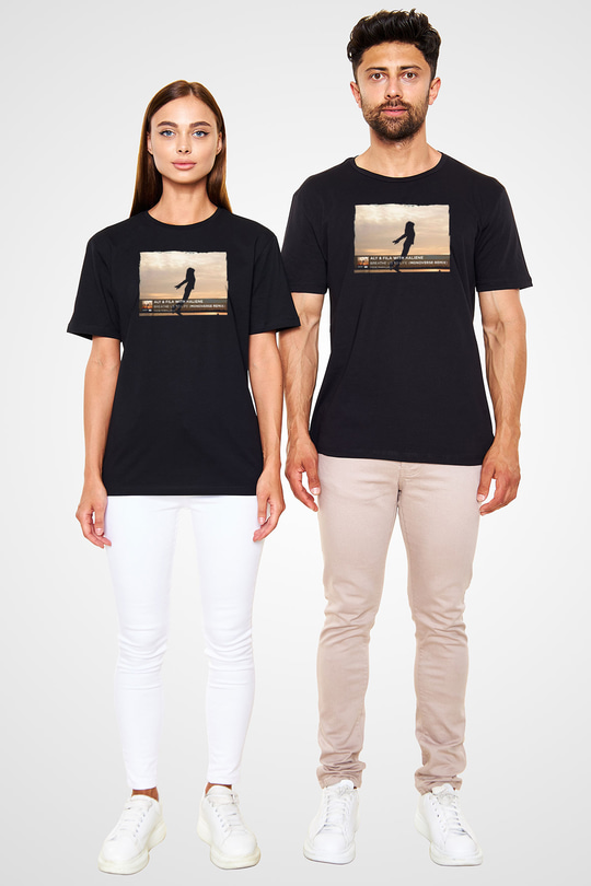 Aly & Fila Siyah Unisex Tişört T-Shirt - TişörtFabrikası
