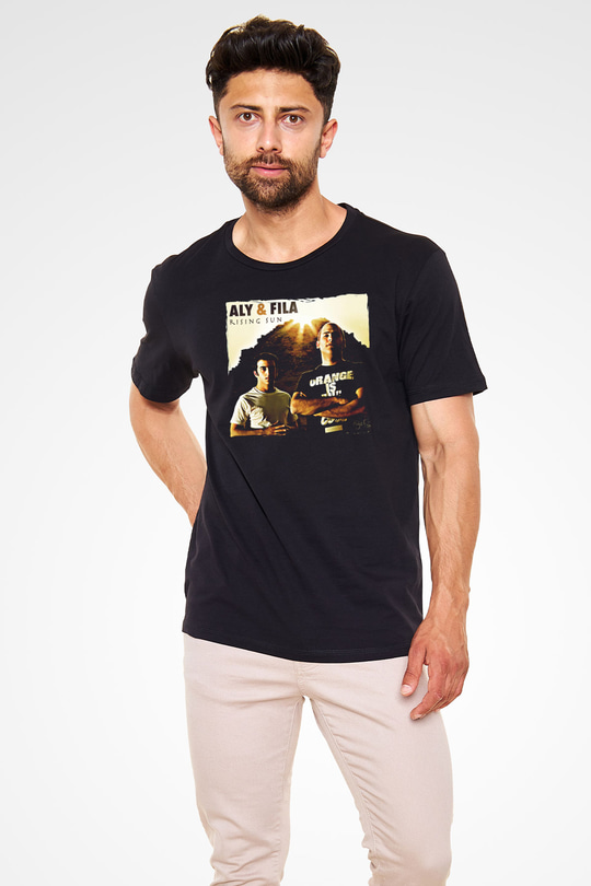 Aly & Fila Siyah Unisex Tişört T-Shirt - TişörtFabrikası