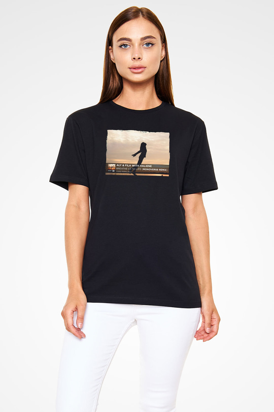 Aly & Fila Siyah Unisex Tişört T-Shirt - TişörtFabrikası