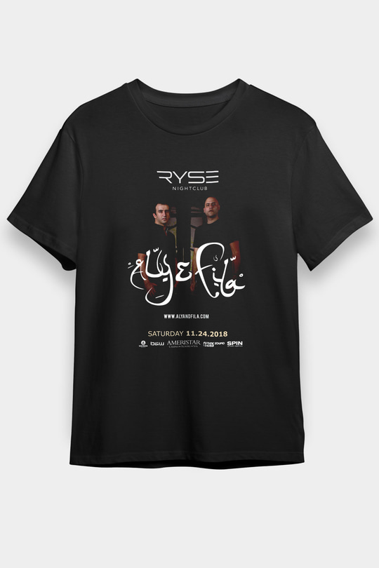 Aly & Fila Siyah Unisex Tişört T-Shirt - TişörtFabrikası