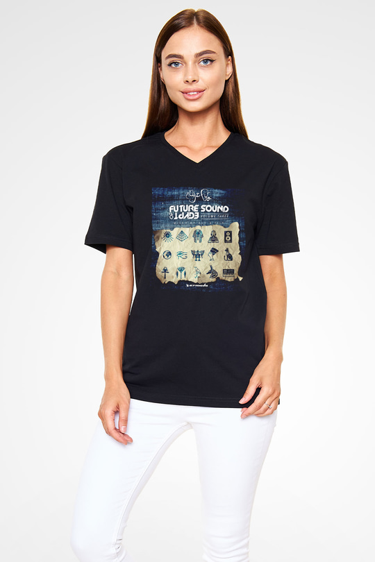 Aly & Fila Siyah Unisex V Yaka Tişört