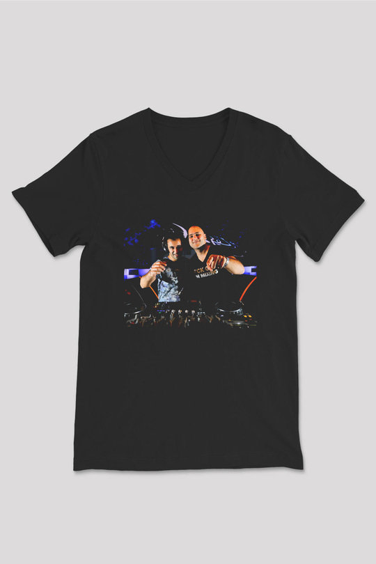 Aly & Fila Siyah Unisex V Yaka Tişört
