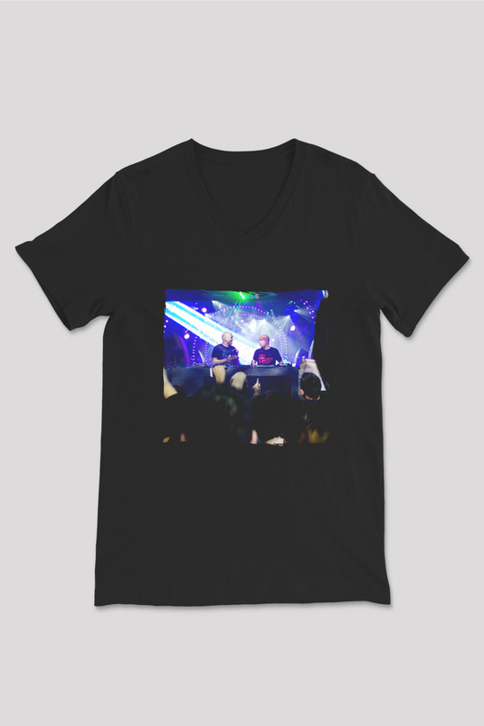 Aly & Fila Siyah Unisex V Yaka Tişört