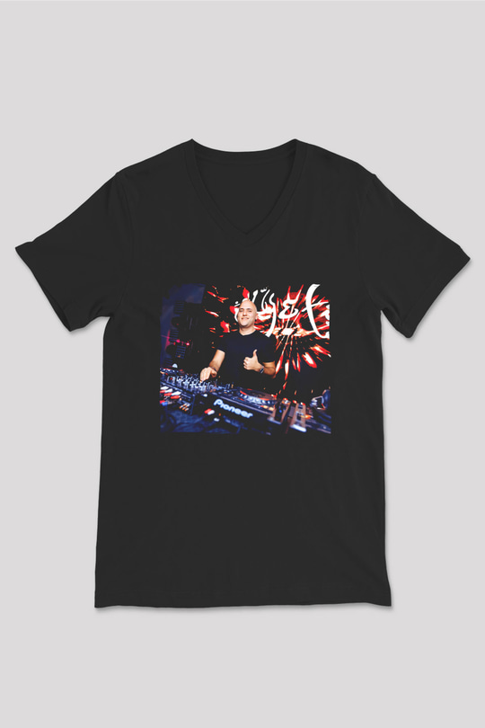 Aly & Fila Siyah Unisex V Yaka Tişört