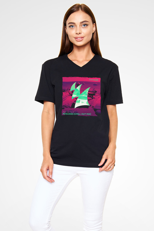 Aly & Fila Siyah Unisex V Yaka Tişört