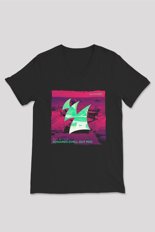 Aly & Fila Siyah Unisex V Yaka Tişört