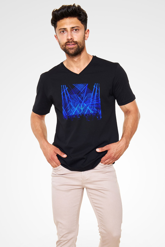 Aly & Fila Siyah Unisex V Yaka Tişört