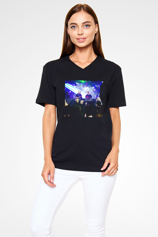 Aly & Fila Siyah Unisex V Yaka Tişört